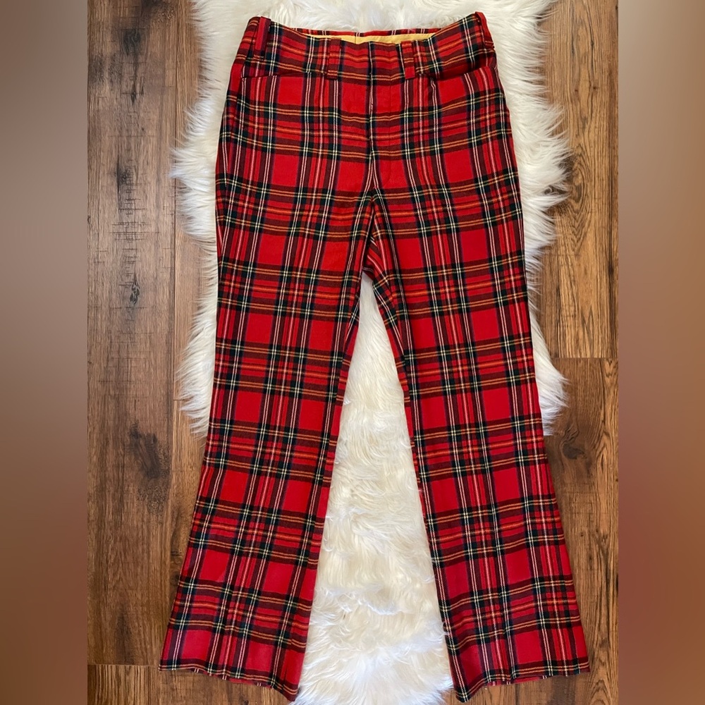 Rough Rider California Vtg 70's Red Green Plaid Pants  34 x 31 Disco Golf Caddy